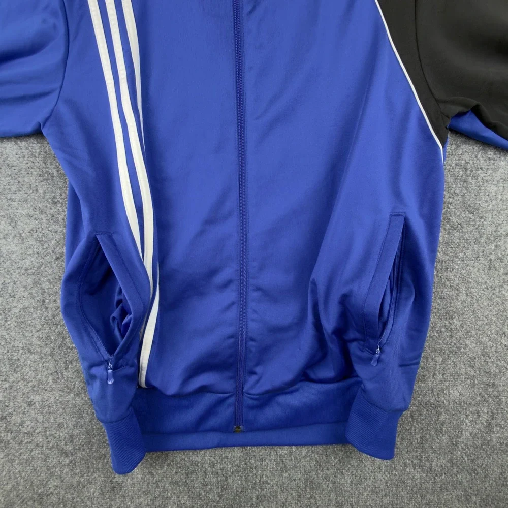 Adidas Mens Blue Black Colorblock Full Zip Track Jacket V38046 Size Medium
